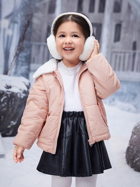 Like the one in the photo remember to order the right size Girls Winter Outfits, Winter Outfits Snow, Girls Winter Fashion, Puffer Jacket Outfit, Girls Winter Dresses, Kids Winter Outfits, Girls Puffer Jacket, Baby Pattern, Old Outfits