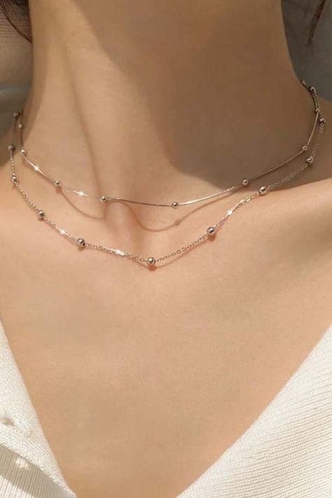 Darcy Cute Dainty Simple Minimalist Ball Chain Choker Necklace – MyBodiArt Cheap Elegant Delicate Chain Choker, Simple Aesthetic Jewelry, Silver Chains For Women Simple, Simple Necklace With Delicate Chain Choker, Dainty Silver Chain Choker Necklace, Dainty Delicate Chain Choker Necklace, Aesthetic Necklace Simple, Aesthetic Necklace Simple Butterfly, Chain Aesthetic