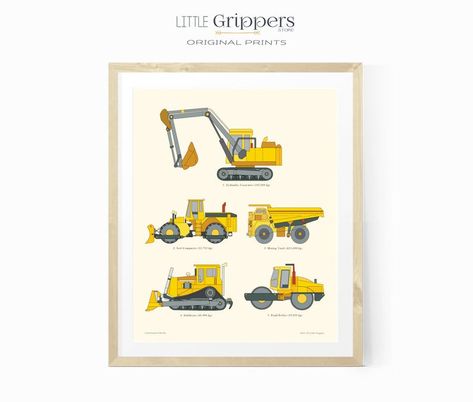 Toddlers Room, Toddler Boy Room Decor, Truck Theme, Construction Trucks, Car Prints, Nursery Wall Art Boy, Boy Wall Art, Toddler Room Decor, Toddler Boys Room