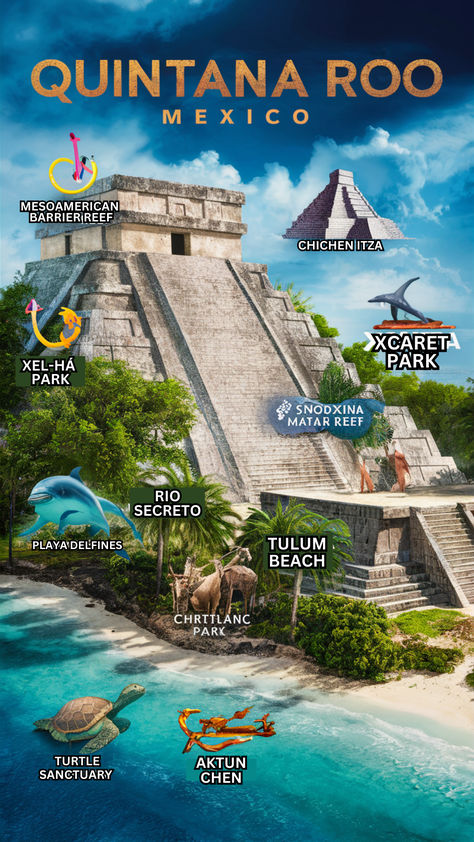 Explore Quintana Roo, Mexico with our ultimate travel guide! From the beaches of Cancun and Tulum to the lively streets of Playa del Carmen, find the best Quintana Roo things to do, top resorts, and create a perfect itinerary for an unforgettable trip. #QuintanaRoo #MexicoTravel #Cancun Cancun Hotel Zone, Tulum Vacation, Cancun Mexico Travel, Cancun Vacation, Cancun Trip, Tulum Travel, Quintana Roo Mexico, Mexico Travel Guides, San Diego Travel