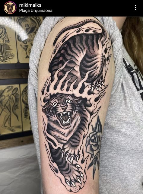 Victory Tattoo, Flames Tattoo, Traditional Tattoo Flash Art, Traditional Tattoo Designs, Flame Tattoos, Traditional Tattoo Design, Traditional Tattoo Flash, In Flames, Tiger Art