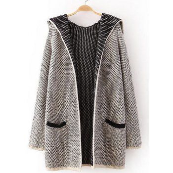 Textured Knit Cardigan, Cardigan Hoodie, Couture Mode, Hoodie Cardigan, Textured Knit, Cardigan Coat, Long Sleeve Cardigan, Winter Style, Grey Long Sleeve