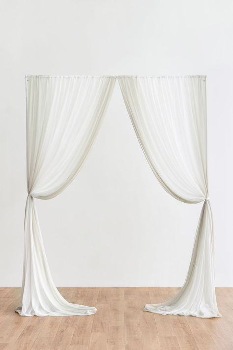 Elegant extra long wedding arch draping fabric is perfect for an outdoor wedding, wedding reception backdrop, ceremony backdrop, arch decoration. You may also add our LED starry string lights to create a romantic and warm atmosphere.PACKAGE DETAILS: Material: 100% Wrinkle-Free polyester. Silky soft and more graceful than tulle or nylon curtains. The fabric has a unique sightly shiny looking. Machine-washable separately in cold with gentle cycle. Package: This is a PAIR, 2 panels. Each panel meas Free Standing Wedding Arch, Wedding Backdrop Curtains, Haldi Function Decoration, Wedding Arch Draping, Wall Drapes, Arch Draping, Backdrop Arch, Backdrop Curtains, Starry String Lights