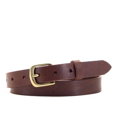 A 1" (25 mm) wide, skinny brown belt, handmade in London using full grain vegetable tanned leather - an adaptable wardrobe staple. Leather Belt Crafts, Womens Belt, Mens Belt, Belt Brown, Cosplay Tips, Classic Brown, Brown Leather Belt, Brown Belt, Suspender Belt