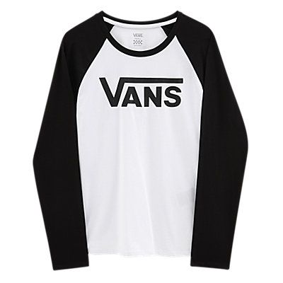 Flying V Long Sleeve Raglan | White | Vans Vans Shirt, British Women, Flying V, Vans T Shirt, White Vans, Boyfriend Fit, Jersey Tee, Baseball Tee, Raglan Sleeve