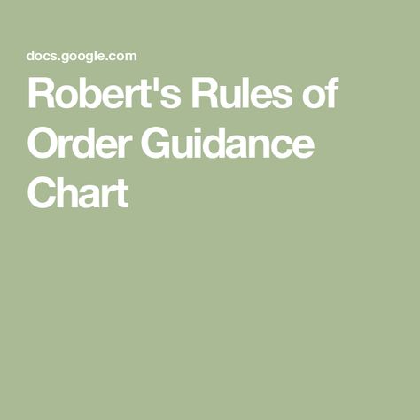 Robert's Rules of Order Guidance Chart Sentence Starters, Sitting Room