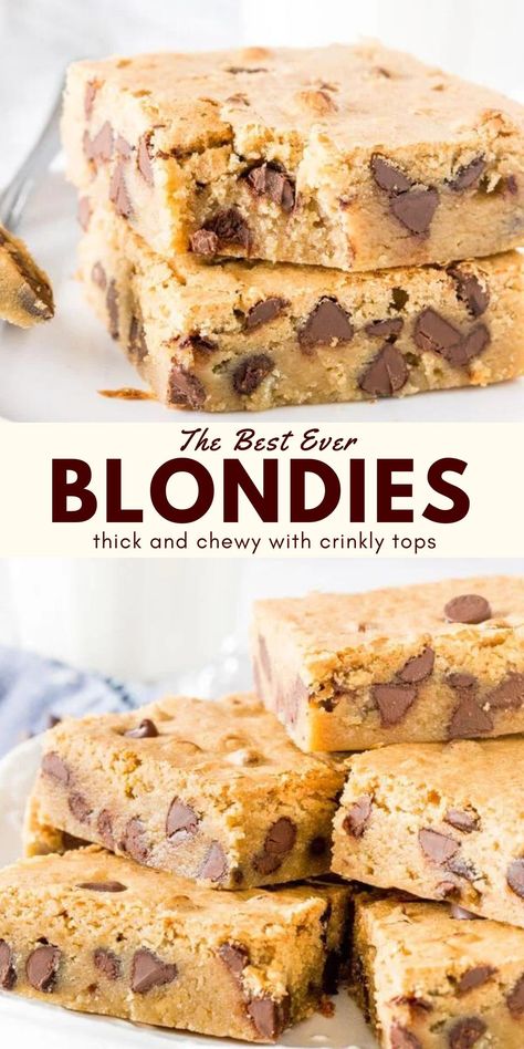 Blonde Brownies Recipe Easy, Blonde Bars Recipe, Blondie Bars Recipe, Simple Quick Dessert Recipes, Blondies Recipe Classic, Eggless Blondies Recipe, Blondie Brownies Recipe, Easy Blondies Recipe, Easy Blondies