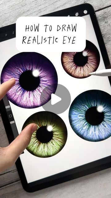 Procreate Eye Tutorial, How To Draw Eyes Digital, Digital Eye Tutorial, How To Draw Realistic Eyes, Eyes Drawing Realistic, Eye Drawing Digital, Realistic Eye Tutorial, Procreate Eyes, Eye Reference