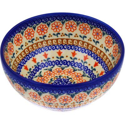 Polmedia Polish Pottery 24 oz. Stoneware Bowl Living In Germany, Ceramics Sculptures, Glass Dessert Bowls, Polish Folk Art, Hand Made Pottery, Pottery Houses, Pasta Bowl Set, Polish Folk, Soup Bowl Set