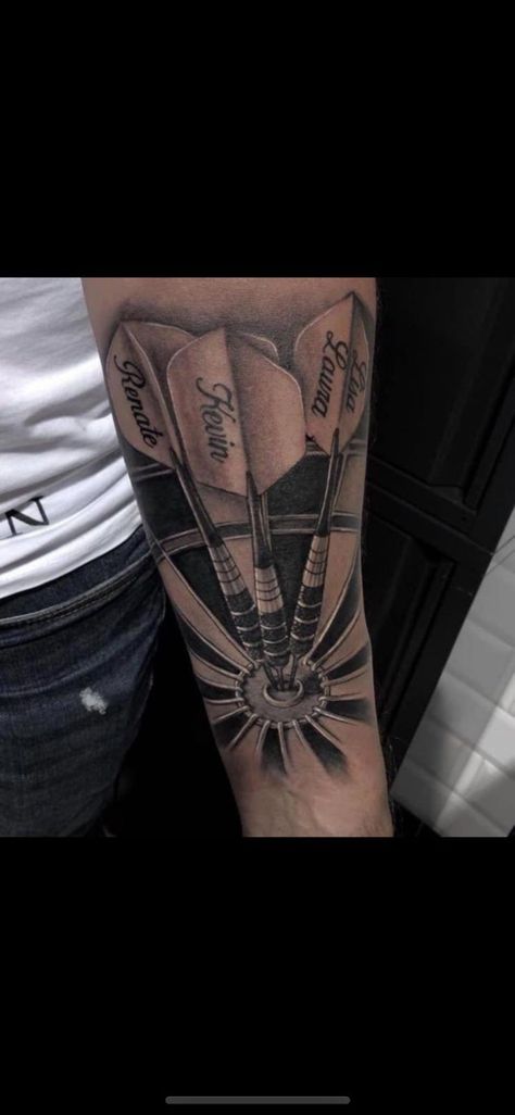 Dart Board Tattoo, Dart Board Tattoo Ideas, Darts Tattoos Men, Dartboard Tattoo Design, Darts Tattoo, Dartboard Tattoos, Jack Of All Trades Tattoo, Shane Tattoo, Tattoo Ideas Males