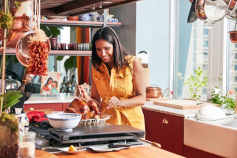 Thanksgiving Turkey Recipe, Manhattan Penthouse, Padma Lakshmi, Turkey Recipes Thanksgiving, Hosting Thanksgiving, Empanadas Recipe, Turkey Recipe, Downtown Manhattan, Her Office