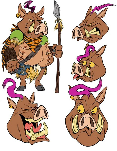 Pig Monster Art, Pig Creature Design, Wild Boar Character Design, Pig Character Design, Pig Monster, Derek Laufman, Devil Design, Pig Drawings, Wild Pig