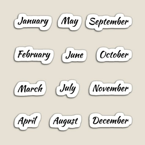 Months Of The Year Aesthetic, Bullet Journal Months, Pin Board Ideas, Scrapbook Prints, Bullet Journal Month, All The Months, Funny Quote Prints, Planner Writing, Scrapbook Printing