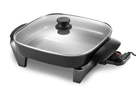 Elite Gourmet EG2212 12"x12"x2.15” Healthy Ceramic Coated Electric Skillet, Dishwasher Safe, Rapid Heat Up, 1200W, Dark Grey Electric Kitchen Appliances, Gourmet Grilled Cheese Sandwich, Gourmet Grilled Cheese, Electric Skillet, Veggie Stir Fry, Fluffy Pancakes, Grilled Cheese Sandwich, Heating Element, Small Kitchen Appliances