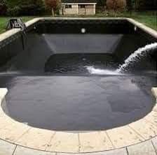 Black Bottom Pools, Modern Contemporary Home, Blackest Black, Rectangular Fire Pit, Waterfall Features, Blue Pool, Fire Pit Seating, Fiberglass Pools, Black Bottom