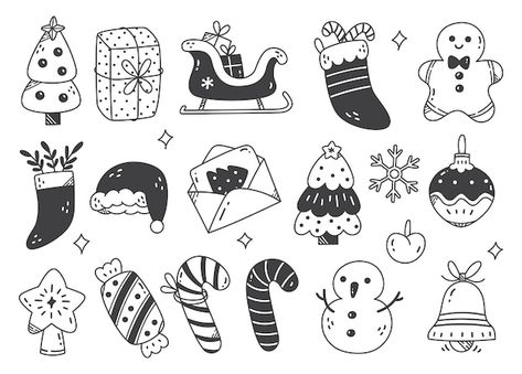 Hand Drawn Christmas, Hand Doodles, Christmas Doodles, Object Drawing, Doodle Style, Art Prompts, Christmas Drawing, School Decorations, Christmas Illustration