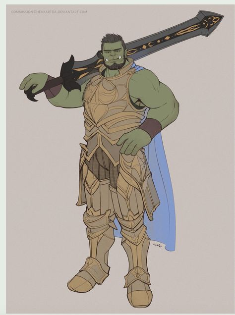 Fighter Rpg, 30 Day Oc Challenge, Dnd Fighter, Day Oc Challenge, Dnd Orc, Half Orc, Oc Challenge, Dungeons And Dragons Art, Heroic Fantasy