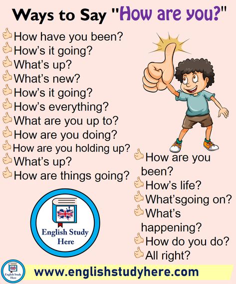 18 Ways to Say How are you in English Way To Say How Are You, Ways To Say How Are You In English, Ways To Say How Are You, How To Study English, Taal Posters, English Collocations, Study English, Teaching English Grammar, How To Study