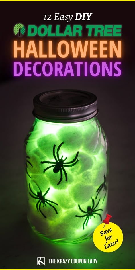 Easy Cool Halloween Decorations, Diy Jar Halloween Decor, Diy Kid Halloween Crafts, Glow Stick Ideas For Halloween, Halloween Camping Ideas Kids, Pumpkin Parade Ideas, Homemade Halloween Games, Halloween Food Spider, Halloween Fall Festival Ideas