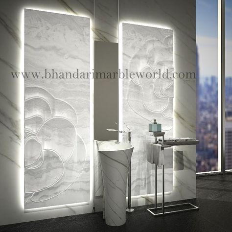 WHITE ONYX MARBLE Man Cave Bathroom Ideas, Cladding Stone, Marble Walls, Bathroom Cladding, Man Cave Bathroom, Wall Bathroom, Onyx Marble, White Alabaster, White Onyx