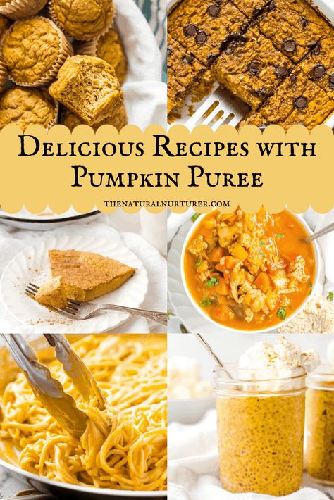 This collection of recipes with pumpkin puree is sure to inspire you and help you to enjoy the sweet and savory side of this amazingly healthy orange squash. Healthy Recipes With Pumpkin Puree, Recipes With Pumpkin Puree, Recipes With Pumpkin, Fresh Pumpkin Recipes, Natural Nurturer, Puree Recipes, Dessert Pumpkin, Pumpkin Puree Recipes, Pumpkin Recipes Healthy