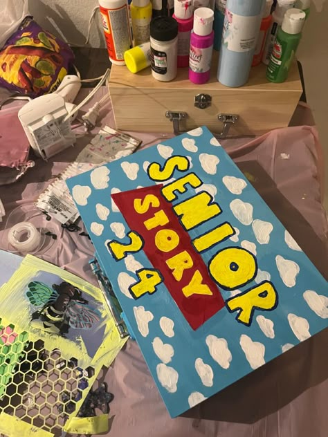 Toy story seniorr box. Class of 2024 Senior Boxes 2024, Senior Box Ideas 2025 Disney, Freshmen Year Memory Box Ideas, Senior Year Boxes, Senior Box Ideas Painted, Freshman Memory Box Ideas, Senior Box Ideas 2025, Senior Memory Box Ideas, Senior Box Ideas