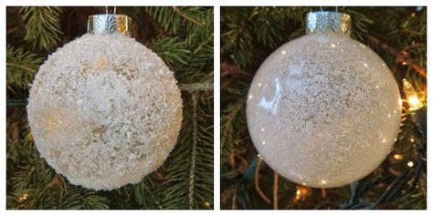 Easy DIY Christmas Ornaments! Use epsom salts to give your ornaments a frozen or frosted look. So quick to make & very beautiful! Epson Salt Ornaments, Epsom Salt Christmas Ornaments, Diy Epsom Salt, Easy Diy Christmas Ornaments, Christmas Beach, Vintage Christmas Crafts, Diy Christmas Ornaments Easy, Clear Ornaments, Diy Ornaments