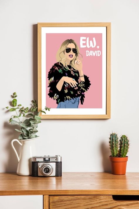 Schitt's Creek Wall Decor Family Home Interior, Alexis Rose, Ew David, Creek Art, Portrait Reference, Schitt's Creek, Rolling Tray, Schitts Creek, Rose Family