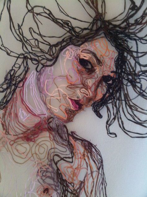 Embroidery Portrait, A Level Textiles, Portrait Embroidery, Embroidered Portrait, Embroidered Art, Textile Fiber Art, Thread Art, Thread Painting, Gcse Art