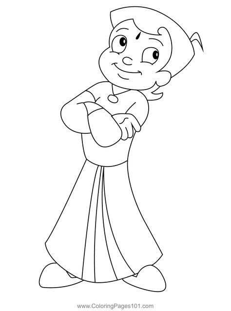 Standing Chhota Bheem Coloring Page Chota Bheem Drawing, Chhota Bheem Drawing, Bheem Drawing, Bheem Cartoon, Chota Bheem, Floral Design Drawing, Girl Symbol, Chhota Bheem, Easy Cartoon