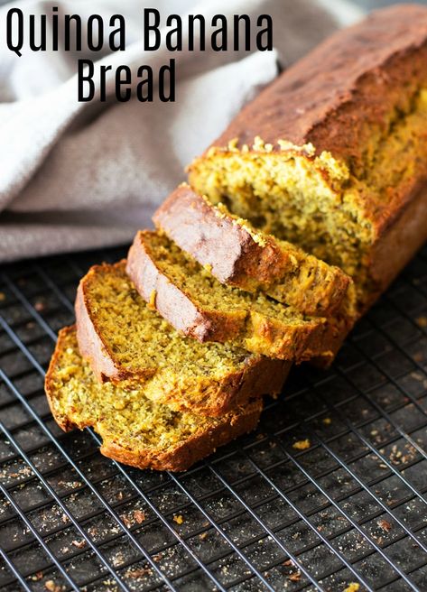 This Quinoa Banana Bread is an easy quick bread recipe that bakes up and results in the most amazingly moist loaf of bread ever! Bread so tender, perfectly moist, and packed with banana flavor, this is an even healthier version of the classic banana bread recipe that's going to wow your tastebuds! #bananabread #quinoa #bread #glutenfree | recipesworthrepeating.com Classic Banana Bread Recipe, Quinoa Bread, Easy Quick Bread, Quick Bread Recipes Easy, Quick Bread Recipe, Banana Bread Recipe Healthy, Gluten Free Banana Bread, Moist Banana Bread, Healthy Banana Bread