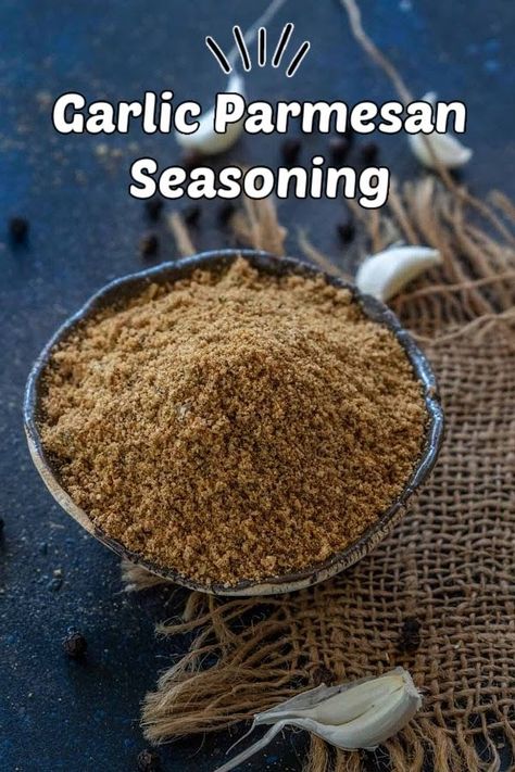 Pizza Seasoning Recipe, Garlic Parmesan Seasoning, Chip Seasoning, Garlic Parmesan Wings, Homemade Dry Mixes, Dry Rub Recipes, Spice Mix Recipes, Vegan Parmesan Cheese, Garlic Seasoning