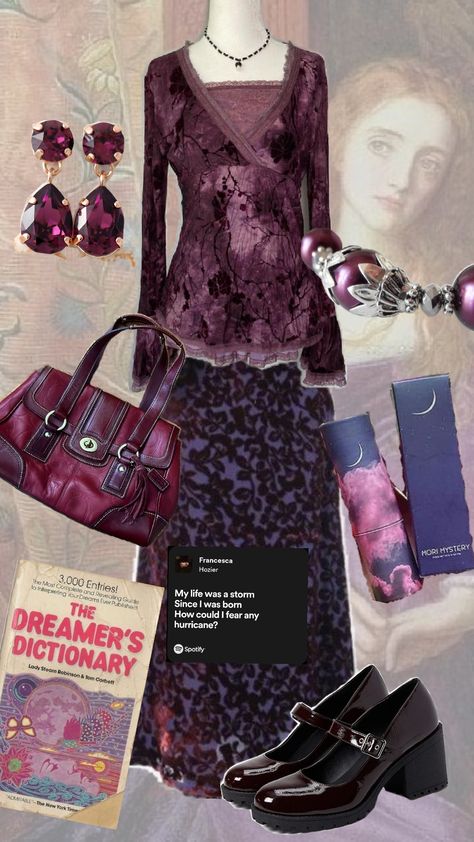 Plum color 🛐 #plum #purple #plumpurple #outfit #outfitinspo #witchy Witchy Outfits, Purple Outfits, Hozier, Plum Color, Plum Purple, Retro Outfits, The Dreamers, Plum, Style Me