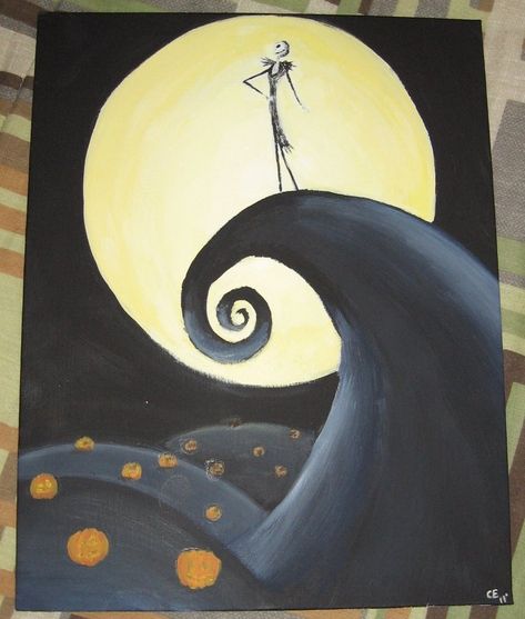 Jack Skellington Painting, Jack Skellington Canvas Painting Easy, Jack Skellington Christmas Painting, Jack Skellington Acrylic Painting, Jack Painting, Jack And Sally Acrylic Painting, Jack Skellington Drawing, Tim Burton Art, Canvas Paint