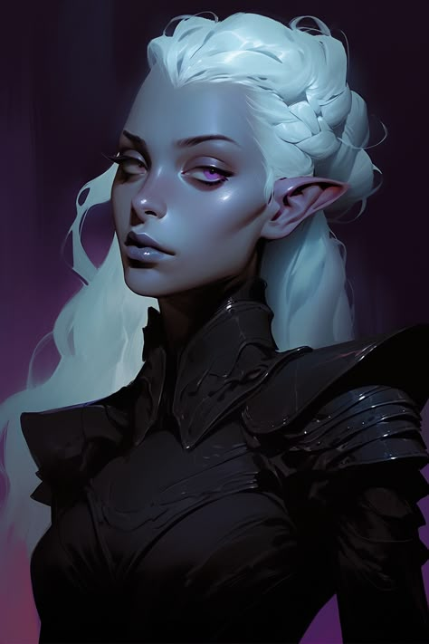 Moon Elf Rogue, Half Drow Female, Female Drow, Drow Female, Witch Elves, Rogue Dnd, Half Drow, Moon Elf, Arcane Trickster