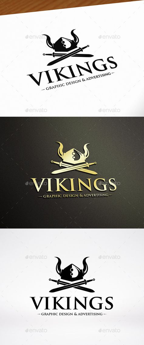 Viking Crest Logo Template by BossTwinsMusic - Three color version: color, greyscale and single color.- The logo is 100% resizable.- You can change text and colors very easy u Viking Logo Design, Painted Posts, Bakery Inspiration, Arte Viking, Football Shirt Designs, Viking Logo, Banks Logo, Painted Post, Business Baby