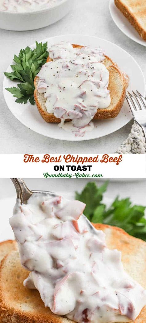 Chipped Beef Gravy, Chip Beef Gravy, Beef On Toast, Beef Gravy Recipe, Beef Entrees, Cheese Biscuit, Grandbaby Cakes, Best Lunch Recipes, Chipped Beef