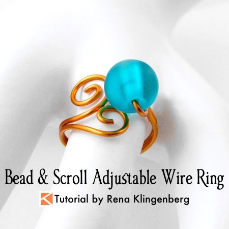 Bead & Scroll Adjustable Wire Ring (Tutorial) – Jewelry Making Journal Wire Ring Tutorial, Rena Klingenberg, Tutorial Jewelry Making, Wrapped Gemstones, Rings Tutorial, Wire Rings Tutorial, Jewelry Tutorials Free, Gemstones Pendant, Wire Creations