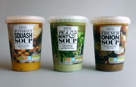 soup packaging marks & spencer Mark Spencer Food, Soup Label Design, Soup To Go Packaging, Best Food Packaging, Soup Business Idea, Soup Design Packaging, Soup Branding, Soup Packaging Design, Soup Packaging