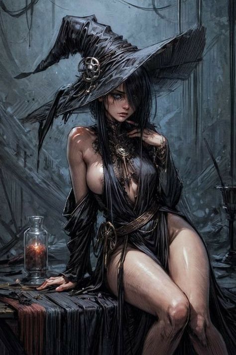 Sorceress Art, Horror Artwork Illustrations, Dark Disney Tattoo, Avatar Pics, Female Warrior Tattoo, Dark Beauty Photography, Female Artwork, Fantasy Witch, Beautiful Witch