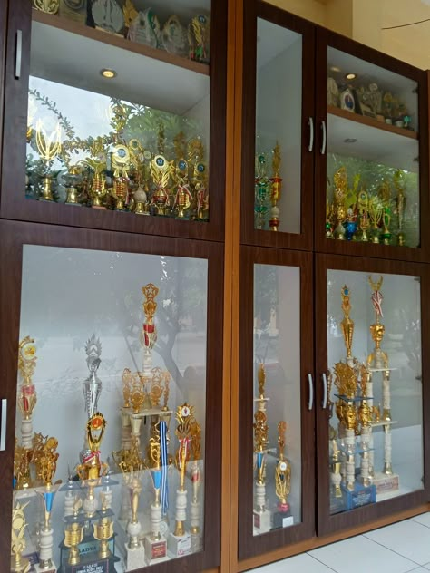 Trophy Organization, Toy Collection Room, Bedroom Layouts For Small Rooms, Library At Home, Trophy Display, Award Display, Fairytale Aesthetic, Funny Yugioh Cards, Cute Quick Hairstyles