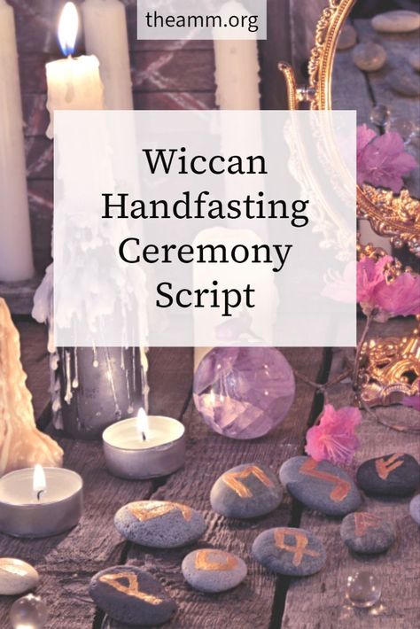 This Modern Wiccan Handfasting ceremony scripts is a great alternative to a traditional wedding, with detailed instructions on how to include pagan wedding rituals like offerings, casting a circle, and calling the four directions. We encourage you to use this wedding script as is or modify more personalized ceremony. Handfasting Ceremony Viking, Pagan Vow Renewal, Norse Handfasting Ceremony, Pagan Wedding Food, Wedding Day Spells, Simple Handfasting Ceremony, Pagan Wedding Ceremony Script, Wiccan Handfasting Ceremony, Witch Wedding Ceremony