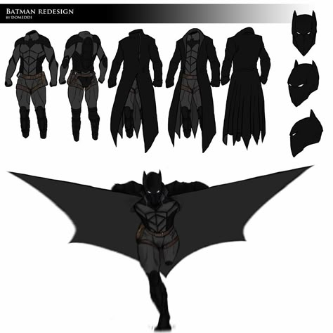 Batman REDESIGN by DomEddi.deviantart.com on @deviantART Batman Redesign Concept Art, Batman Fan Design, Batmobile Redesign, Batman Character Design, Batman Redesign, Guerriero Samurai, Batman Design, Batman Costumes, Batman Suit