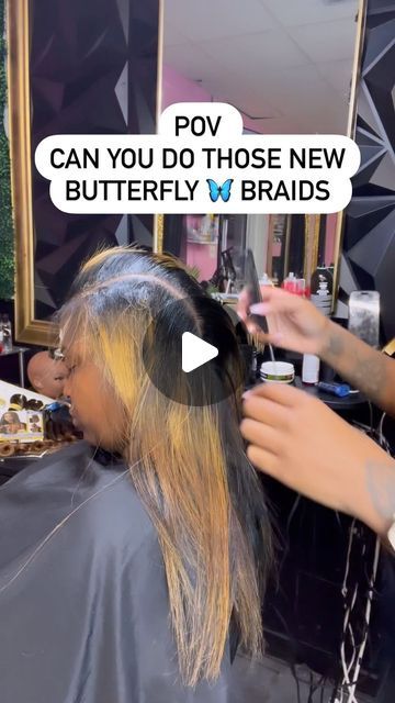 Jamie Bailey on Instagram: "These BUTTERFLY 🦋 BRAIDS ARE FIRE 🔥" Popular Braid Styles, Long Butterfly Braids, Boho Butterfly Braids, Butterfly Braid Tutorial, Butterfly Braids For Kids, Feed In Design Braids, Blonde Butterfly Braids, How To Do Butterfly Braids, 2 French Braids With Weave Curls