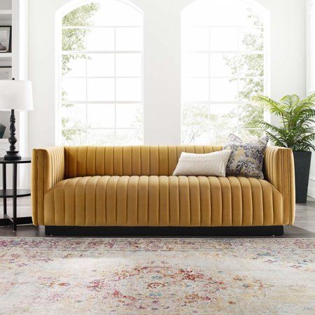 Mustard Couch, Mustard Yellow Sofa, Tufted Velvet Sofa, Velvet Sofa Set, Velvet Tufted Sofa, Velvet Sofa Bed, Yellow Sofa, Inexpensive Furniture, Contemporary Modern Furniture