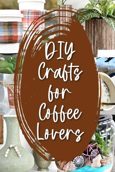 Are you a coffee drinker AND a crafter? Then this collection of upcycling ideas is for you! From coffee beans to burlap sacks, and from chipped mugs to used coffee grounds- there is a plethora of coffee-related projects out there! Come find some java-inspired DIY projects to celebrate your love of coffee here... Diy Coffee Decor For Kitchen, Diy Coffee Crafts, Coffee Decor Ideas Diy Projects, Cafe Diy Decor, Coffee Canister Ideas Diy, Gift Ideas For Coffee Lovers Diy, Coffee Bean Decoration, Coffee Themed Kitchen Ideas, Diy Coffee Gift Ideas