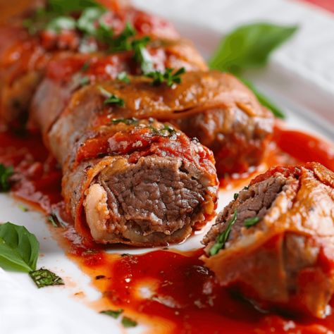 Italian Braciole (Italian Rolled Beef) - It Is a Keeper Bracciole Recipe, Braciole Recipe Italian, Italian Braciole, Rolled Beef, Stuffed Steak, Beef Braciole, Braciole Recipe, Italian American Food, Italian Meat Recipes