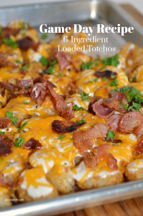 The Big Game calls for some really delicious snacks like Loaded Totchos. Tots cooked crispy then smothered and covered with a cheesy, ranch and bacon topping. Seriously. Doesn’t that sound AMAZING right now? This easy game day recipe will easily make you the MVP. #gamedayrecipe #gamedayrecipes #superbowlfood #partyfood #totchos #superbowlrecipes #loadedtatertots #appetizerrecipes #footballsnacks #loadedtotchos #tots #cheesy #bacon #tatertots #gamedaysnacks #footballpartyfood Loaded Totchos, Tater Tot Recipe, Loaded Tots, Loaded Tater Tot, Totchos Recipe, Best Tater Tot Casserole, Nachos Loaded, Easy Tater Tot Casserole, Loaded Tater Tots