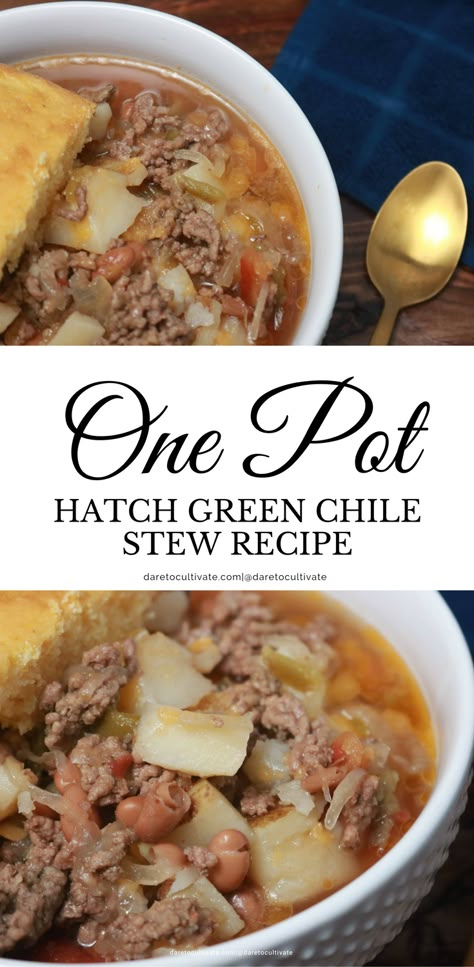 Nm Green Chile Stew, Meals With Green Chile, Green Chili Soup Crockpot Easy Recipes, Hatch Green Chile Sausage Recipes, Green Chili Stew Instant Pot, Crockpot Green Chili Stew, Crock Pot Green Chile Stew, Green Chili Hamburger Stew, Green Chili Stew With Hamburger Meat