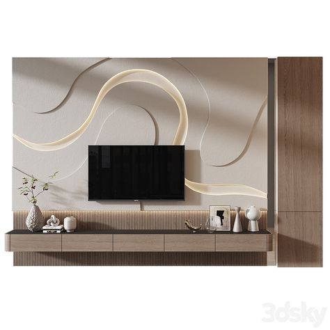 TV Shelf KTV158 - TV Wall - 3D model Wall Tv Stand, Tv Unit Furniture Design, Tv Unit Furniture, Tv Unit Interior Design, Tv Shelf, Pooja Room Door Design, Design Boards, Room Door Design, Interior Design Boards